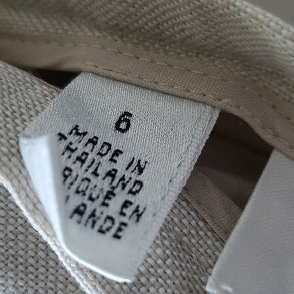 TALBOTS IRISH LINEN PANTS STRAIGHT LEG HIGH RISE SIZE 6 TAN NATURAL NEUTRAL - Picture 3 of 11